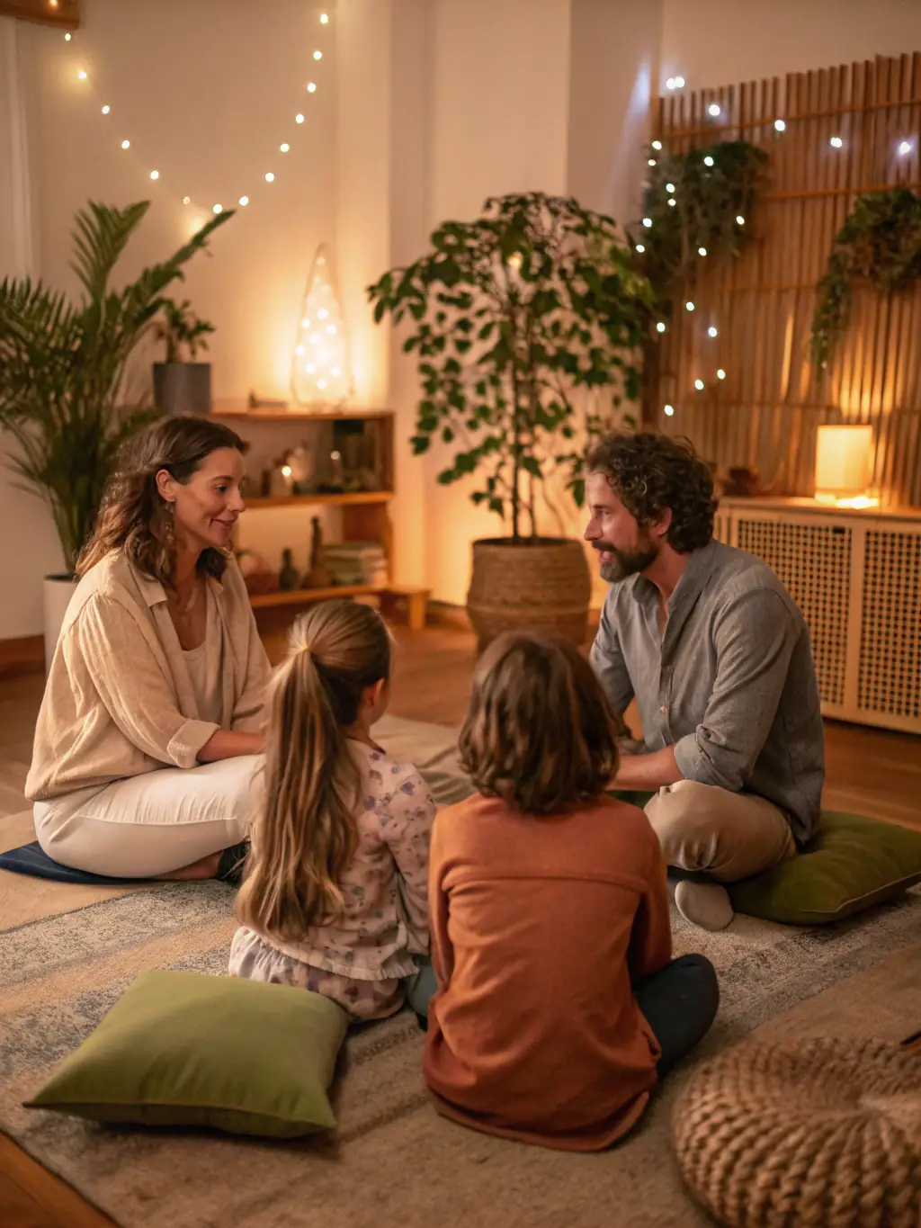 A family participating in a family therapy session at Madrona Recovery, guided by a therapist, working together to improve communication and understanding, strengthening family bonds.